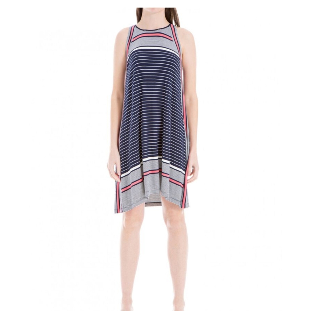 Max Studio Striped Sleeveless Dress - Navy and Gray